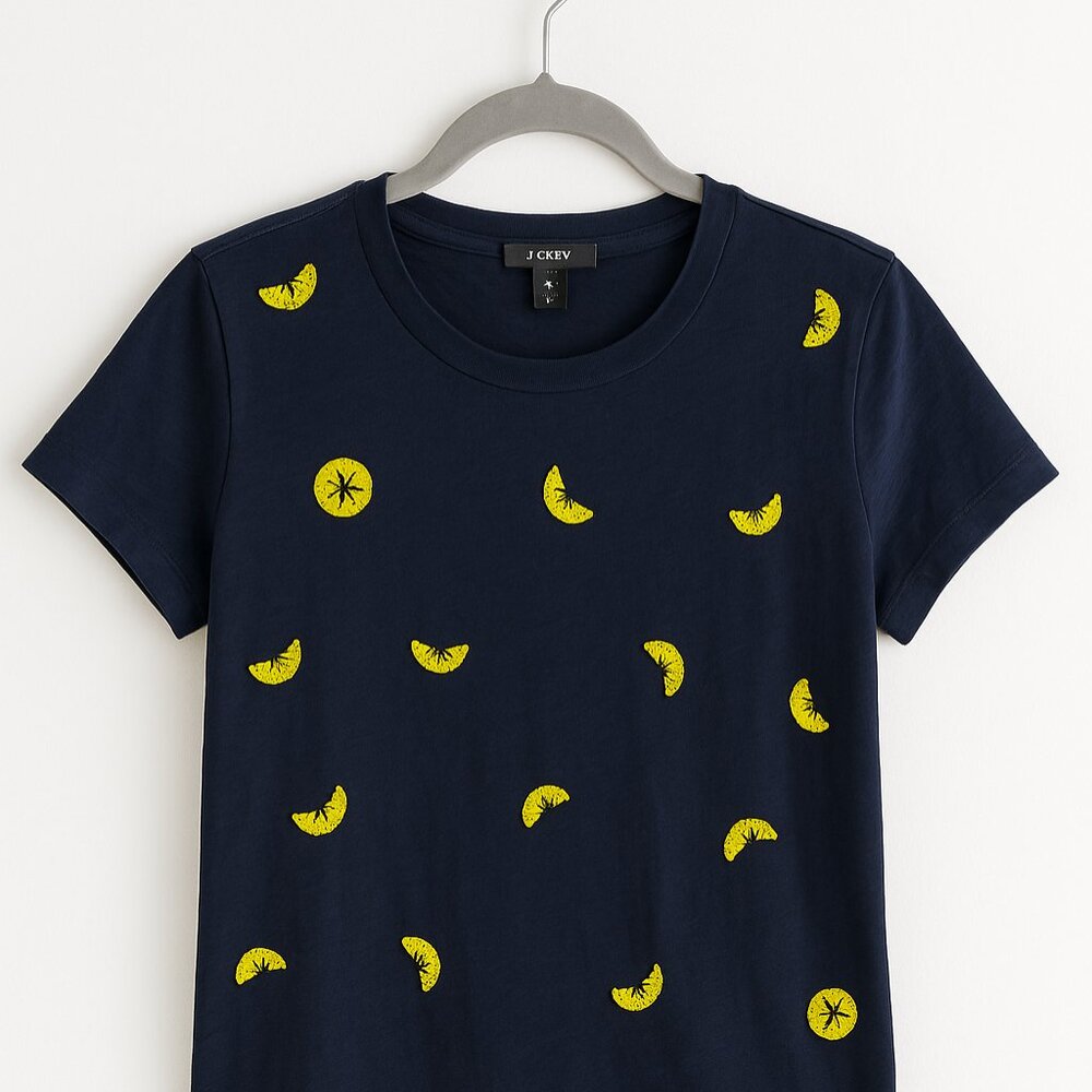 J.Crew Navy Sequin Lemon Tee – XS